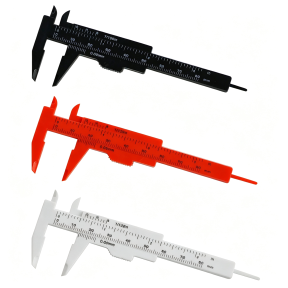 XUBIYM 3Pcs Mini Plastic Vernier Caliper 80Mm,Double Scale Measuring Tool,Durable Plastic,Measures Small Objects Inside Outside Step Depth,Easy-Read,Portable 0-3 Inch,Accuracy 0.05Mm(1/128In)