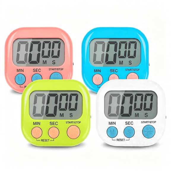 XUBIYM 4-Piece Multi-Function Electronic Timer, Learning Management, Suitable for Kitchen, Study, Work, Exercise Training, Outdoor Activities(Not Including Battery).