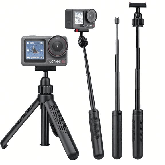 XUBIYM 40Cm/15.75" Selfie Stick Tripod for Action 3/4/5 Pro,Magnetic Quick Release Extension Pole,Mini 2-In-1 Portable Handheld Grip with 360 Ball Head,Accessory for Travel Vlog