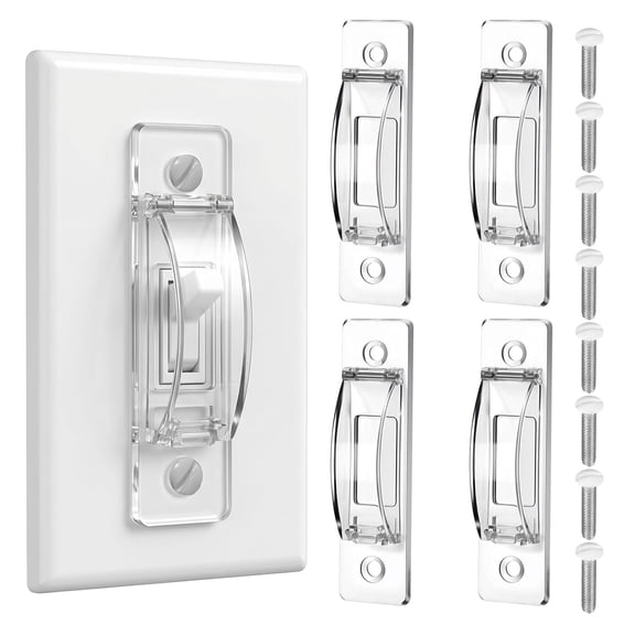 XUBIYM 4Pcs Light Switch Cover Guard,Clear Wall Light Switch Lock Covers,Child Proof Wall Switch Guard for Toggle Style,Prevent Accidental On/Off from Kids,Pets,Bumps