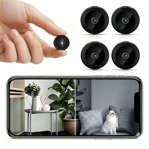 XUBIYM 4Pcs Mini Hidden Camera for Home Use,Security Wifi Tiny Camera with Motion Detection,Hd 1080P Outdoor/Indoor Night Cam for Baby,Pets,Compatible Smartphone,Tablets