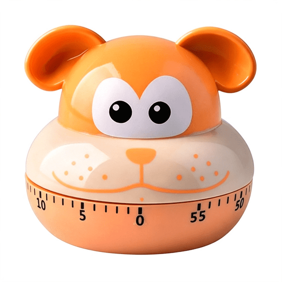 XUBIYM 60-Min Mechanical Kitchen Timer,Cute Cartoon Shape | Simple Rotary Dial Operation | Loud Ringing Alarm | No Batteries Needed | for Teachers, Office, Homework,Games(Dog)