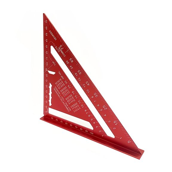 XUBIYM 7" Aluminum Rafter Square, Roofing Square 90/45 Degree Triangle Carpenter Tool for Woodworking, Framing, Diy Workshop, Heavy Duty Metric Speed Square for Construction (1, Red)