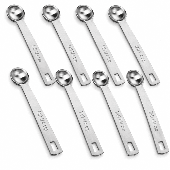 XUBIYM 8 Pcs 1/4 Teaspoon (1/4 Tsp | 1.25 Ml | 1.25 Cc) Single Measuring Spoon, Stainless Steel 1/4 Tsp Small Measuring Spoon Mini Measuring Spoons Tsp