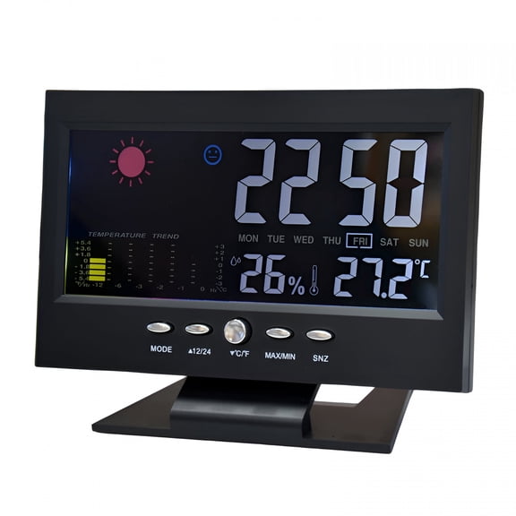 XUBIYM Atomic Desktop Clock with Color Display,Calendar,Day of Week,Time & Date Display,Auto Set Dual Alarm Digital Clock with Date and Day of Week without Battery