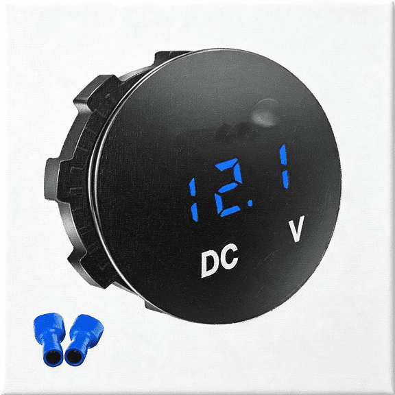 XUBIYM Battery Voltage Meter, Dc 12V Waterproof Voltage Meter Tester (Blue) | Led Digital Display Voltage Gauge Meter, Battery Monitor Indicator, Round Panel Voltage Gauge for Car Motorcycle Boat