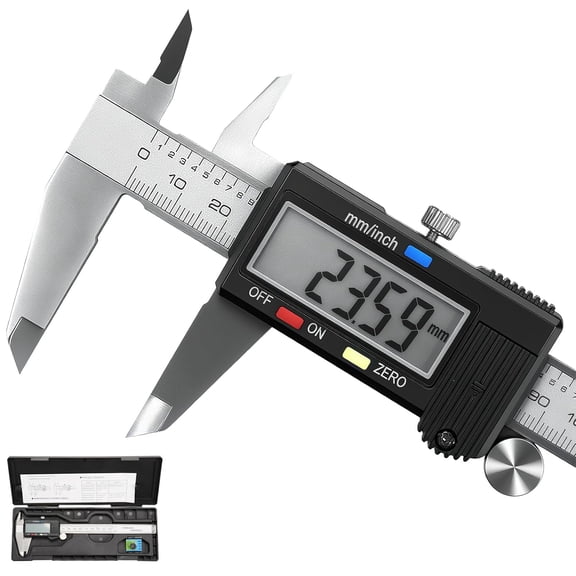 XUBIYM Caliper Measuring Tool, Vernier Digital Caliper Stainless Steel 6"/150Mm, Digital Micrometer Waterproof, Easy Switch From" to Millimeter, Large Lcd Screen