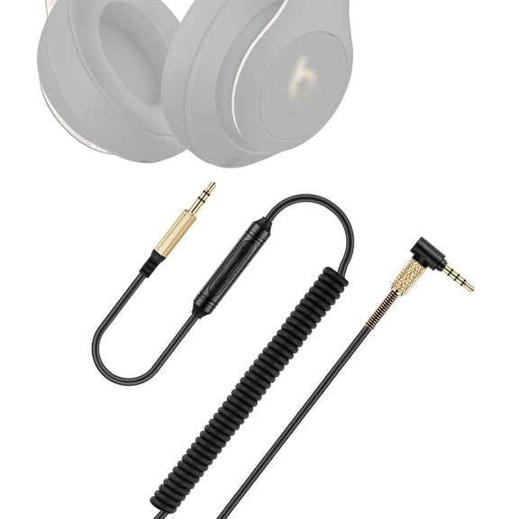 XUBIYM Coiled Audio Cable for Studio Pro / / Solo4 / Solo3 Wireless Headsets,3.5Mm In-Line Mic/Volume Control Headphone Cord Works on One,8Ft