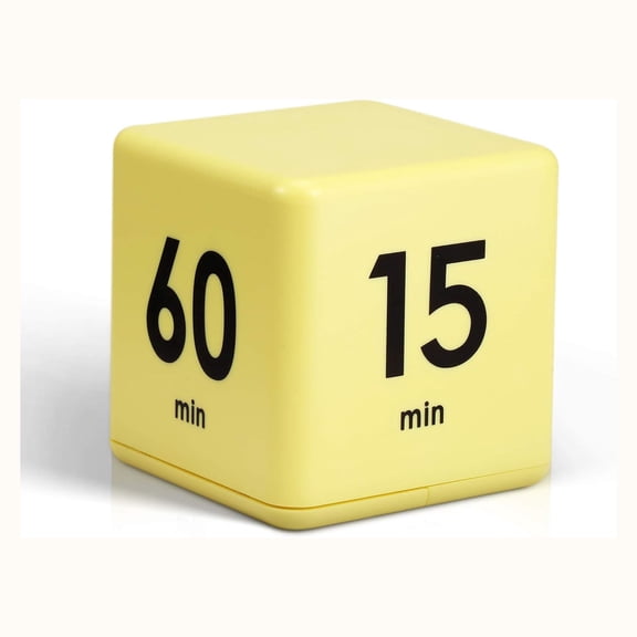 XUBIYM Cube Timer, Gravity Sensor Flip Timer for Adhd Productivity, Classroom Kitchen Study Workout Cooking Desk Timers for Time Management, 15 20 30 60 Minutes Countdown Tool(Yellow)