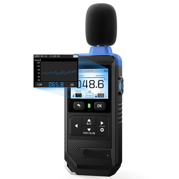 XUBIYM Decibel Meter,30-130Db Sound Level Meter with 2" Ips Screen,A/C Weighting & Fast/Slow Response,Rechargeable for Home,Audio & Workplace Noise