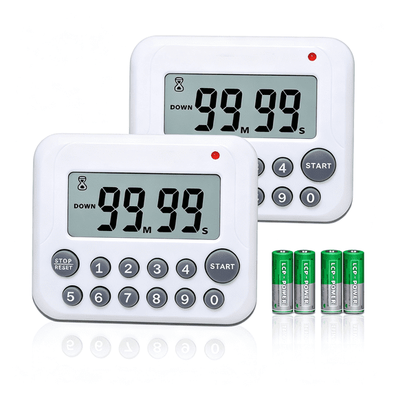 XUBIYM Digital Kitchen Timer Magnetic Countdown Up Cooking Timer Clock | with Magnet Back and Clip, Loud Alarm, Large Display Minutes and Seconds Directly Input(2 Pcs, Battery Included)