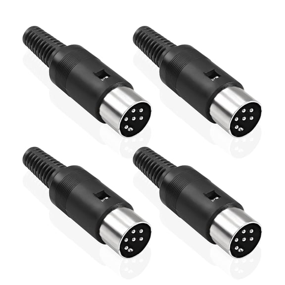 XUBIYM Din 6-Pin Male Plug Connector, 4 Pack Din 6 Pin Plug Midi Cable Adapter Socket Solder Terminals Connector for Microphone Amplifiers Reliable 6Pinxlr Connector