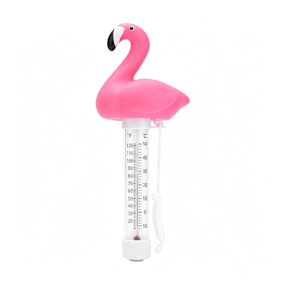 XUBIYM Floating Pool Thermometer,Flamingo Design Large Size Easy Accurate Readings for Water Temperature,Shatter Resistant with String for Outdoor Indoor Swimming