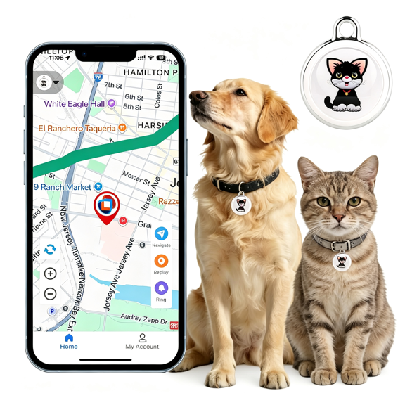 XUBIYM Gps Tracker for Dogs Mini,Easy-To-Use Cat Gps Tracker Waterproof&Drop-Proof Real-Time Positioning with Alarm Extra-Long Battery Life of 365 Days No Subscription Required Android&Ios