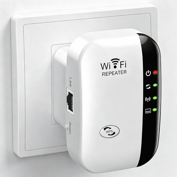 XUBIYM Internet Extender Wifi Booster, Up to 5800Sq.Ft and 52+ Devices, Wifi Range Extender, Wireless Internet Repeater, Long Range Amplifier with Ethernet Port, 1-Key Setup, Access Point