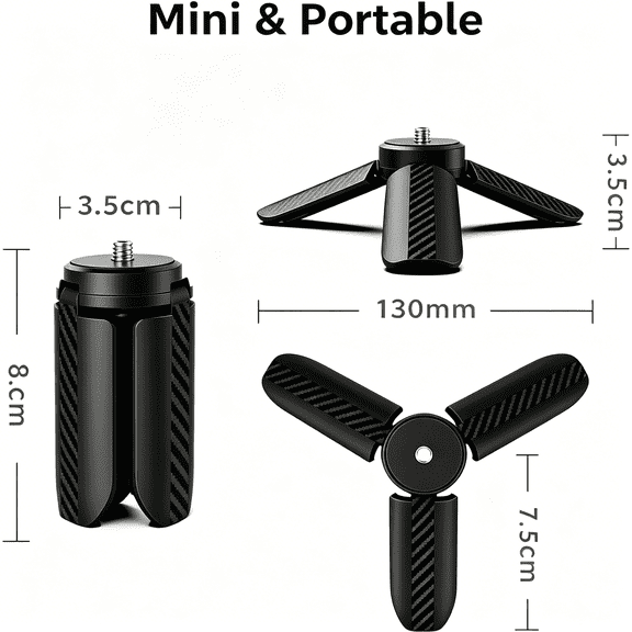 XUBIYM Lightweight Tabletop Tripod,Portable Desktop Camera Stabilizer,Mini Handheld Tripod Stand with Non-Slip Base for Action Camera,Gopro,Phone,Live Streaming