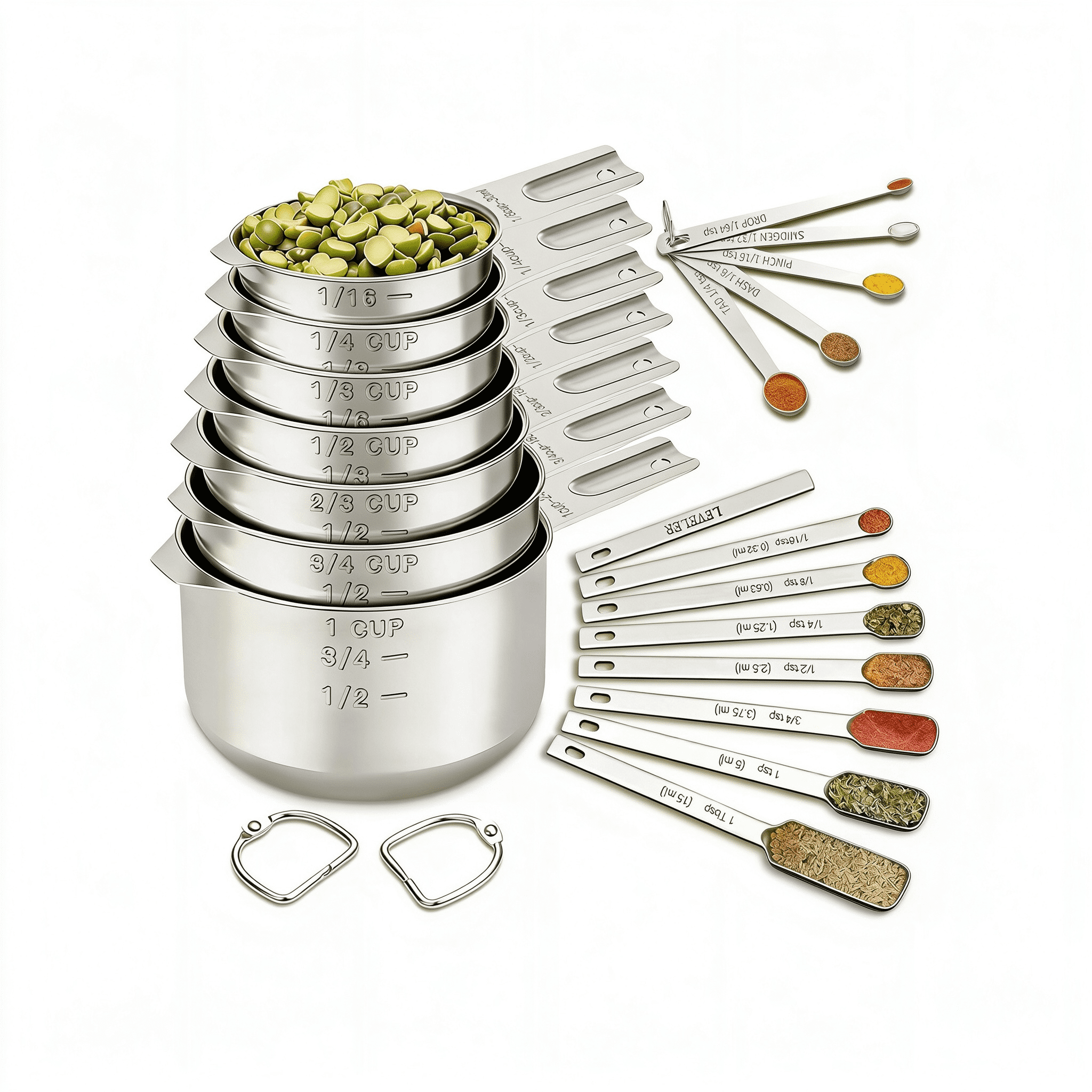 XUBIYM Measuring Cups and Spoons Set,7 Stainless Steel Nesting ...