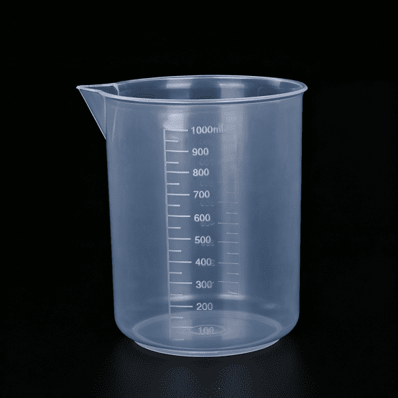 XUBIYM Plastic Beaker,1000Ml - Polypropylene Plastic - Raised Graduations,Tapered Spout - Euro Design Beaker