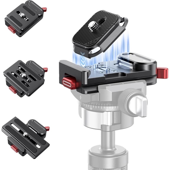 XUBIYM Quick Release Plate, Camera Tripod Mount Adapter W Dual Locking & 1/4"-3/8" Threads for Gimbals Sliders Tripods