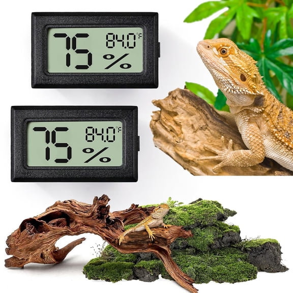 XUBIYM Reptile Thermometer Humidity Gauge Digital Hygrometer Adhesive Reptile Terrarium Hydrometer Bearded Dragon Tank Accessories Pet Humidity Meter Supplies Leopard Crested Gecko Snake Lizard