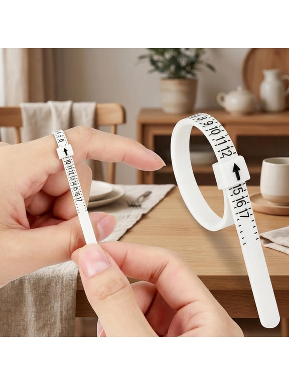 Ring Sizer Measuring Tool, 1-17 Ring Size Gauge with Clear and Intuitive Readings, Tpu Finger Measuring Tool for Accurate Ring Size, Jewelry Sizer for Men Women, White