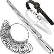 XUBIYM Ring Sizer Measuring Tool Kit, Ring Mandrel Measurer, 27 Pcs Premium Steel Measuring Ring Tool, Us Ring Size 0-13, 2 Pcs Reusable Finger Size 1-17 Usa Rings Size with Magnified Glass