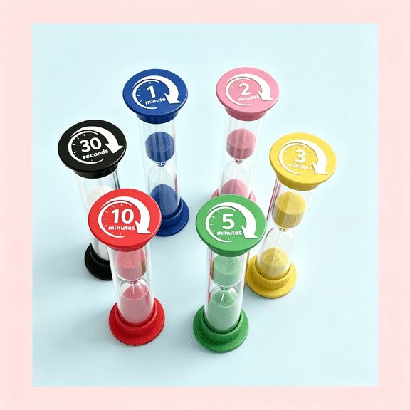 XUBIYM Sand Timer for Kids - Pack of 6 Hourglass Timers 30 Second,1,2,3,5 & 10 Minute Timer for Brushing Teeth,Games & More - Multi-Color Set Sand Clock for Classroom