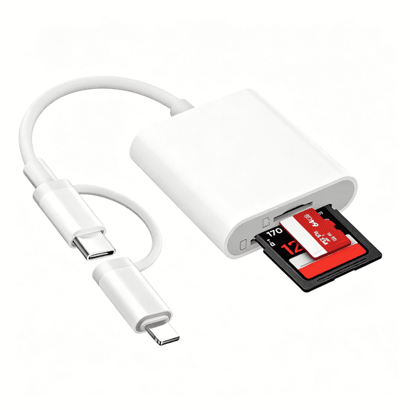 XUBIYM Sd Card Reader for Iphone Ipad Mac, Usb C&Lightning Dual Connector Digital Camera Adapter to Iphone, Sd Card Adapter Memory Card Reader for Sd/Tf/Sim Card, Plug&Play, Camera Accessories