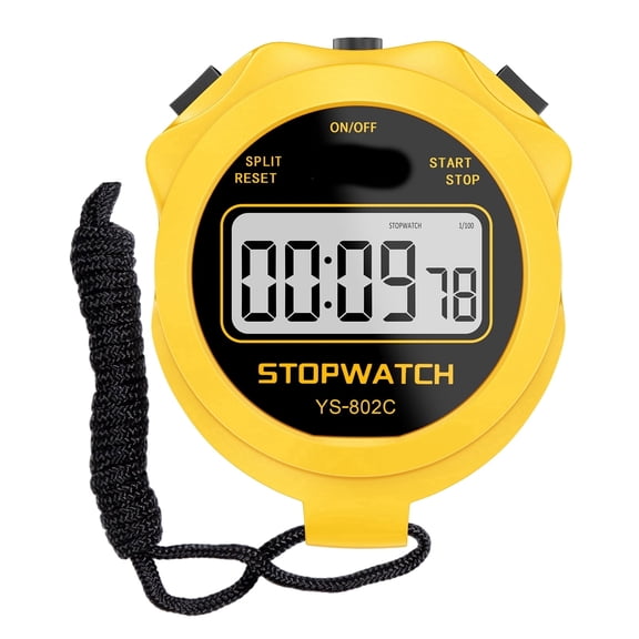 XUBIYM Silent Digital Stopwatch Timer Large Display, Lap/Split Timing, On/Off Function, Battery Included, Yellow Sport Stopwatch for Kids, Coaches, Runners
