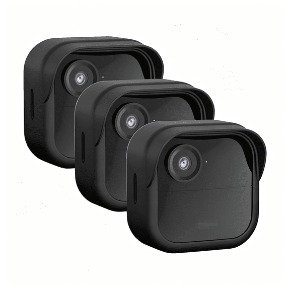 XUBIYM Silicone Case Cover for All-New Outdoor 4(4Th Gen)-Weatherproof Protective Skin Cover with Hat Brim for All-New Outdoor 4&2K Smart Security Camera(Black,3Pcs)