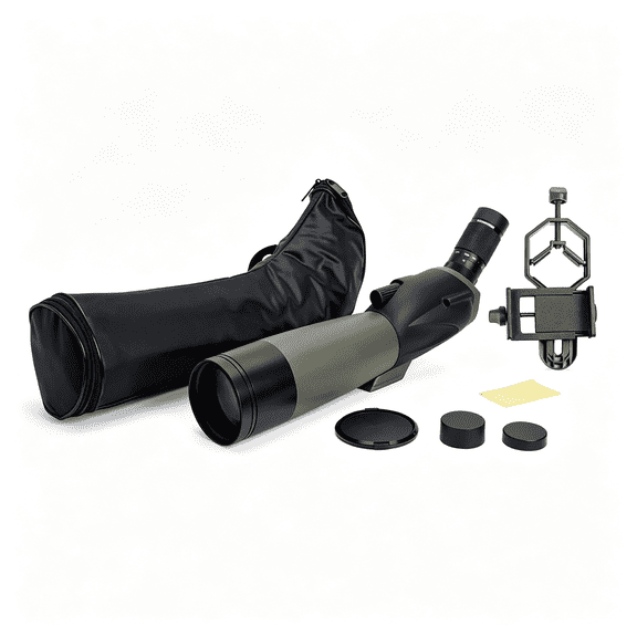 XUBIYM Ultima 80 Angled Spotting Scope 20-60X Zoom Eyepiece Multi-Coated Optics for Bird Watching,Wildlife,Scenery and Hunting Includes Soft Carrying Case and Smartphone Adapter