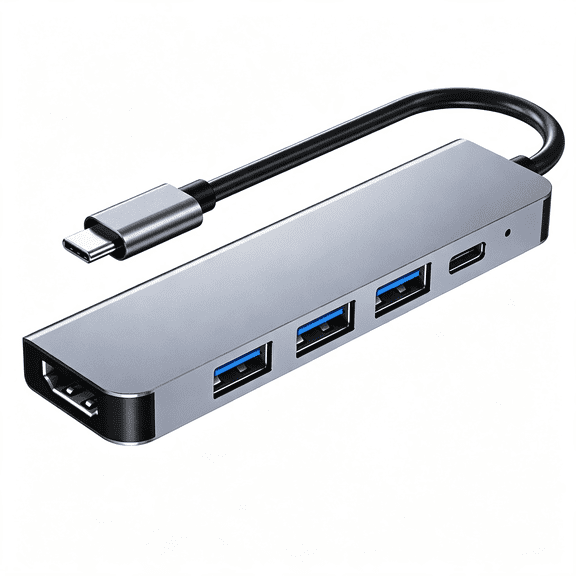 XUBIYM Usb C Hub, Usb-C Multiport Adapter 5 in 1 with 4K 100W Power Delivery, 3 Usb 3.0 Data Ports for Macbook Pro/Air, Ipad Pro/Air/Mini 6 and More
