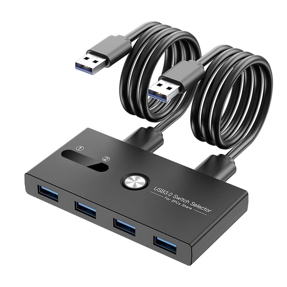 XUBIYM Usb Switch,Usb 3.0 Switcher 2 Computers Share 4 Usb for Pc Mouse Keyboard Printer Scanner,Usb Kvm Switch Selector Compatible with Windows,Mac,Linux