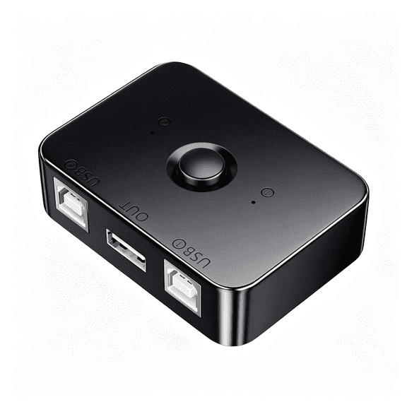 XUBIYM Usb2.0 Printer Sharer Switcher 2 Port Usb B Print Selector Switch Adapter, 2 Computer Share 1 Printer Manual Switcher, with Led Light, Including 2 * 1.5M Print Cable