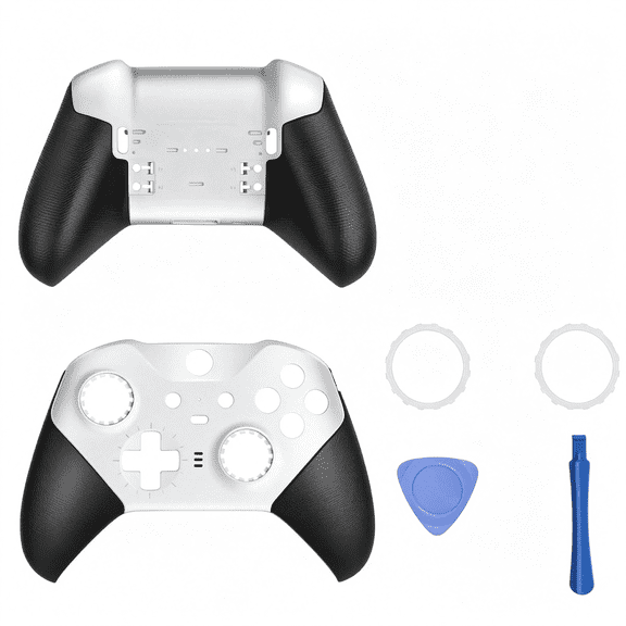 XUBIYM White Elite 2 Front&Back Housing Shell Compatible for Elite Series 2 Controller-Replacement Kit Housing Shell, Replacement with 2 Rings&Repair Tools
