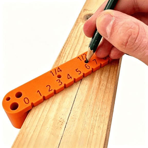 XUBIYM Woodworking Center Locating Marking Tool, Multi-Function Center Finder Ruler, 120Mm Width Positioning Gauge for 4-8Mm Hole Scribing and Layout Measurement (Orange)