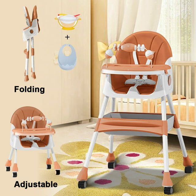 MONEHANE 4in1 Portable Baby High Chair, Convertible Tray, Toy Rack