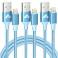 thumbnail image 1 of XUDUO iPhone Charger, 3 Pack 10FT Nylon Braided 3A Fast Charging iPhone Cord Compatible with iPhone 14/13/12/11/10-Blue, 1 of 7