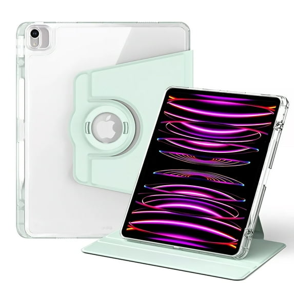 XUDUO Case for iPad Air 11-inch M2 (2024), iPad Air 5th/4th Generation (2022/2020) 10.9 Inch with Pencil Holder, 360 Degree Rotating Stand, Green