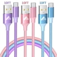 thumbnail image 1 of XUDUO USB C Cable, [ 3 Pack 10FT ] USB C Charger Cord Nylon Braided 3A Type C Fast Charging Cable for Samsung Galaxy S24/S23/S22/S21/S20-MultiColor, 1 of 6