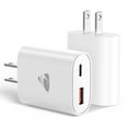thumbnail image 1 of XUDUO 2 Pack 20W Dual Port USB C Wall Charger, Fast Charging Block with USB-A Port, Compatible with iPhone 16 15 14 Samsung Galaxy iPad Pro, White, 1 of 7