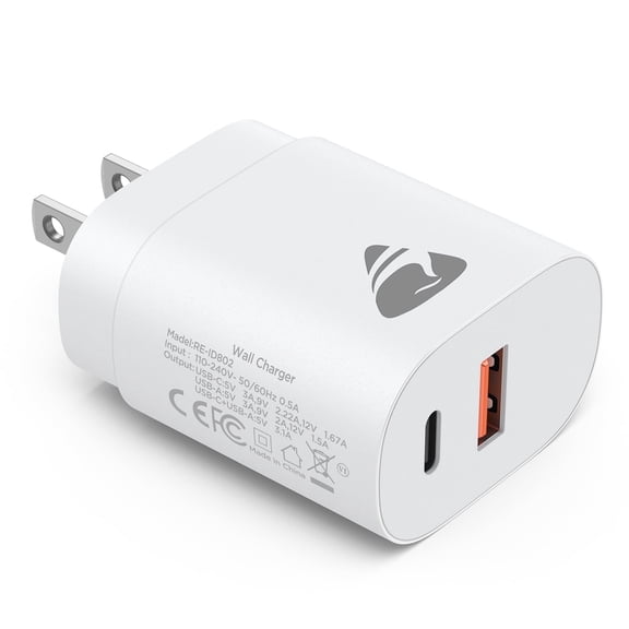 XUDUO 20W Dual Port USB C Wall Charger, Fast Charging Block with USB-A Port, Compatible with iPhone 16 15 14 Samsung Galaxy iPad Pro, White