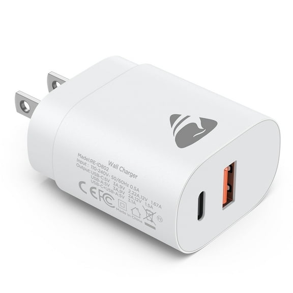 XUDUO USB C Charger,20W Dual Port PD USB Fast Wall Charger Block Fast Charging Plug Compatible with 16/15/14, iPad Pro, Samsung Galaxy, White