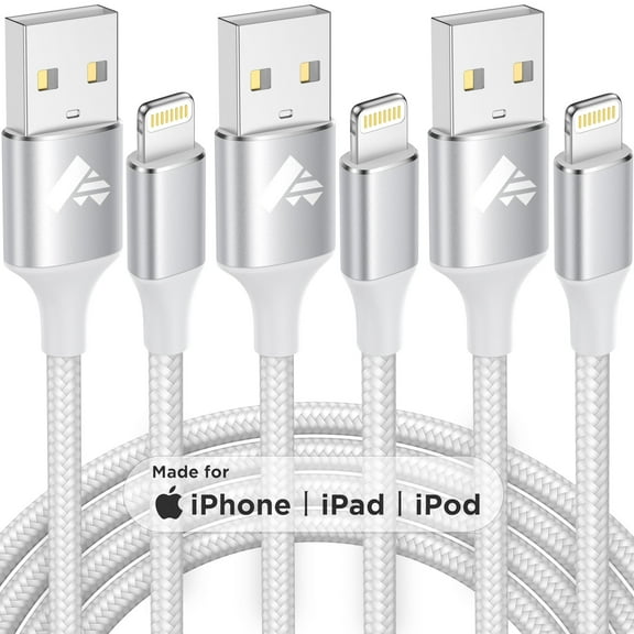 XUDUO iPhone Charger 10ft Cord, 3 Pack [Apple MFI Certified] iPhone Cable Nylon Braided 3A Fast Charging Cable Compatible with iPhone 14/13/12/11, White
