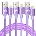 thumbnail image 1 of XUDUO iPhone Charger, 3 Pack 10FT Nylon Braided 3A Fast Charging Cord Compatible with iPhone 14/13/12/11/10-Purple, 1 of 5