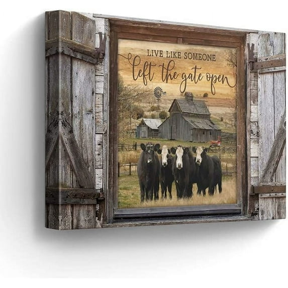 XUEHUAPIAOPIAO Angus Cattle and Barn 12" x 16" Art Prints