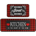 thumbnail image 1 of XUEHUAPIAOPIAO Red and Blue Checkered Kitchen Mat, 17" x 47" + 17" x 30", Non-Slip (2 Count), 1 of 6