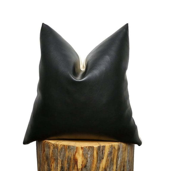 XUELC 100% Faux Leather Throw Pillow Covers, Pillowcases with Invisible Zippered Closure Black 18*18inch ,2 Count