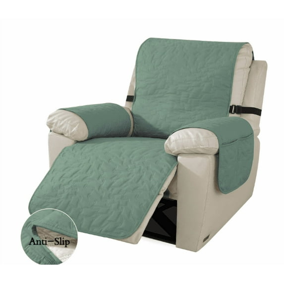XUELC 100% Waterproof Recliner Cover w/ Elastic Straps & Anti-Slip Grip Pet Proof Furniture Protector Storage Pockets Washable