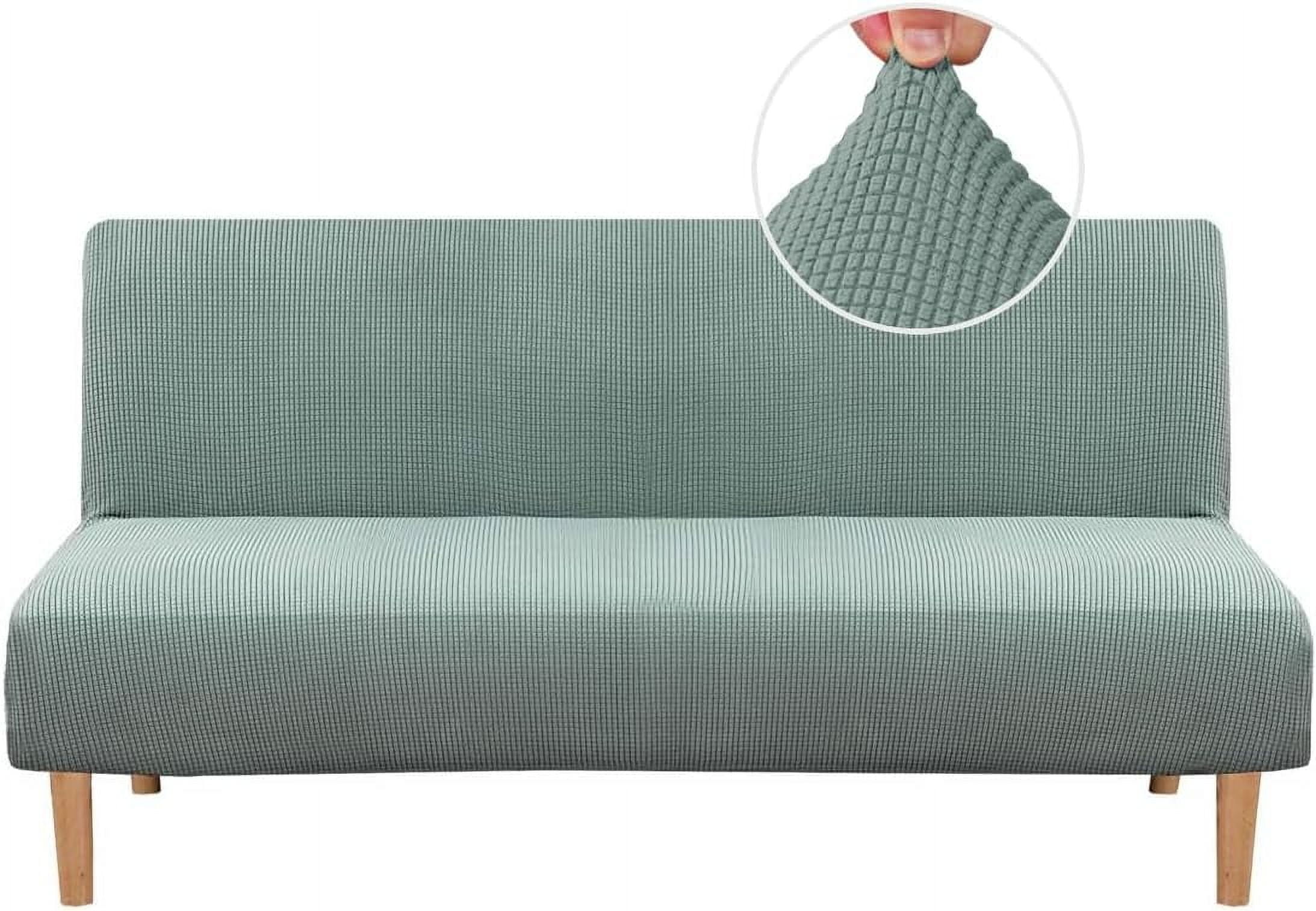 XUELC Armless Stretch Thickened Sofa Bed Cover Protective Cover Stretch Functional Rich Texture High Spandex Small Plaid Jacquard Fabric Duvet Cover
